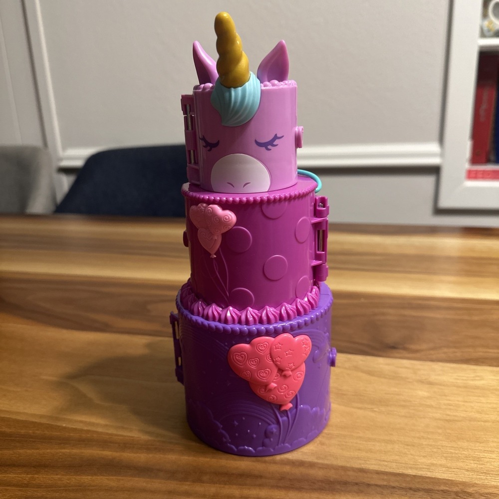 Polly Pocket Spin Surprise Birthday Cake Unicorn Accessories Theme Playset